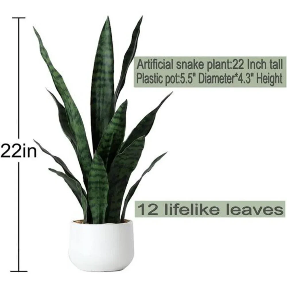 Artificial snake plant 22 inch tall potted fake sansevieria agave home office de